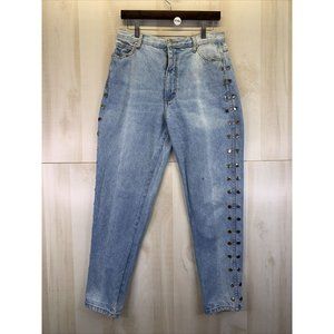 Vintage 1990s Fredricks of Hollywood Womens Acid Wash Studded Denim Mom Jeans